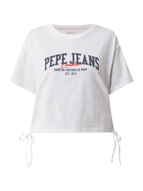 Boxy Fit T-Shirt mit Raffungen Modell 'Cara' von Pepe Jeans Weiß - 3