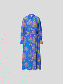 Hemdblusenkleid mit Allover-Muster von Lu Li Lina Blau / Türkis - 4