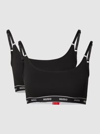 Soft-beha met band met logo in een set van 2 stuks van HUGO Grijs / zwart - 35