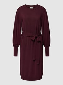 Gebreide jurk met tailleband, model 'yess' van Kaffe Rood - 16