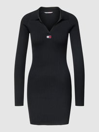 Gebreide jurk met platte kraag, model 'COLLAR' van Tommy Jeans Grijs / zwart - 25