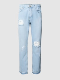 Jeans mit Label-Stitching Modell 'Abott' von Pegador Blau / Türkis - 3