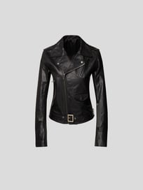 Lederjacke mit Reverskragen von Rick Owens Grau / Schwarz - 15