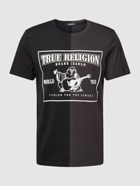 T-Shirt mit Logo-Print Modell 'SPLICED PUFF BUDDHA' von True Religion Grau / Schwarz - 13