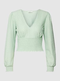 Cropped Blusenshirt mit Smok-Details Modell 'HANNAH' von Only Grün - 22