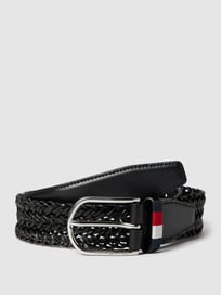 Ledergürtel mit Zopfmuster Modell 'BUSINESS BRAIDED' von Tommy Hilfiger Grau / Schwarz - 39