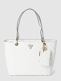 Tote bag met all-over logo, model 'NOELLE' van Guess Wit - 38