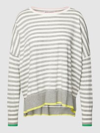Gebreide pullover met streepmotief en zijsplitten van Rosa & Me Grijs / zwart - 29