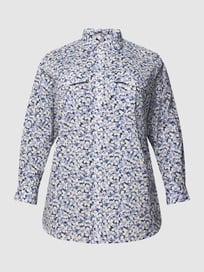 PLUS SIZE Hemdbluse mit floralem Muster  Modell 'COURTENAY' von Lauren Ralph Lauren Curve Blau / Türkis - 2
