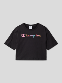 Cropped T-Shirt mit Logo-Detail von CHAMPION Grau / Schwarz - 34