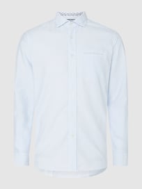 Slim Fit Business-Hemd aus Oxford Modell 'Giovanni' von Fil Noir Blau / Türkis - 30