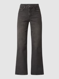 Wide fit high waist jeans met stretch, model 'Leah'  van Pieces Grijs / zwart - 17