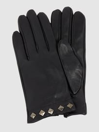 Handschoenen van schapenleer, model 'Nola' van Pearlwood Grijs / zwart - 33