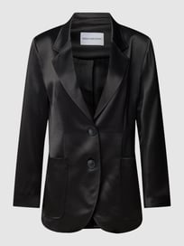 Taillierter Satinblazer mit aufgesetzten Eingrifftaschen von Herzensangelegenheit Grau / Schwarz - 26