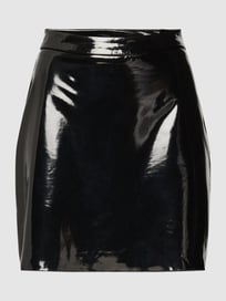 Minirok in leerlook van Pieces Grijs / zwart - 25