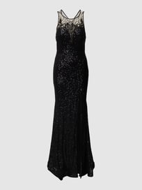 Abendkleid mit Paillettenbesatz von Unique Grau / Schwarz - 11