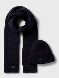 Beanie und Schal im Set mit Label-Detail Modell 'CARLTON' von Barbour Blau / Türkis - 29