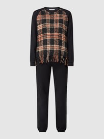 Pyjama mit Kontrastbesatz aus Bouclé von Chiara Fiorini Grau / Schwarz - 34