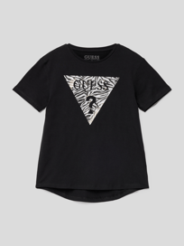 T-Shirt mit Label-Print von Guess Grau / Schwarz - 10