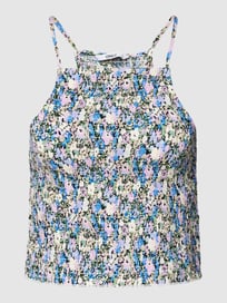 Korte top van viscose met all-over bloemenmotief, model 'NOVA' van Only Blauw / turquoise - 10