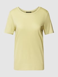 T-Shirt mit geripptem Rundhalsausschnitt von comma Grün - 4