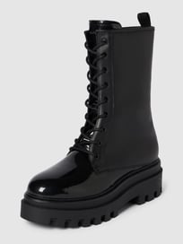 Veterboots van leer met plateauzool van Calvin Klein Jeans Grijs / zwart - 20