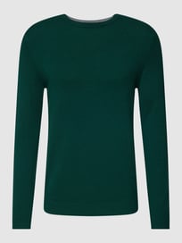 Gebreide pullover met geribde ronde hals van Christian Berg Men Groen - 36