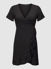 PLUS SIZE knielange wikkeljurk, model 'HAYA' van Vero Moda Curve Grijs / zwart - 12
