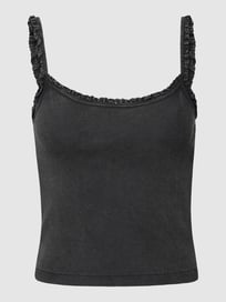 Crop Top in Ripp-Optik von REVIEW Grau / Schwarz - 18