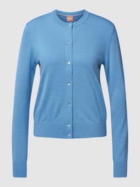 Gebreid jack met knoopsluiting, model 'FADENASIS' van BOSS Blauw / turquoise - 26