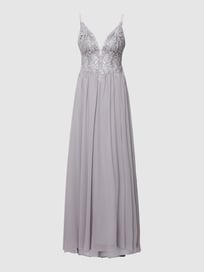 Abendkleid mit floralen Stickereien von Laona Grau / Schwarz - 19