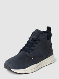 High top sneakers van leer van Tommy Hilfiger Blauw / turquoise - 3
