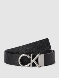 Ledergürtel mit Strukturmuster Modell 'BOMBE' von CK Calvin Klein Grau / Schwarz - 34