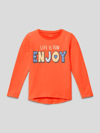 Shirt met lange mouwen en motiefprint van Name It Oranje - 38