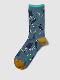 Sokken met all-over motiefprint, model 'gino' van Thought Blauw / turquoise - 18