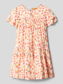 Midi-jurk van viscose met bloemenmotief van Staccato Oranje - 47