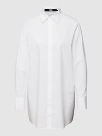 Lange blouse met platte kraag, model 'PLEATED BACK TUNIC SHIRT' van Karl Lagerfeld Wit - 34
