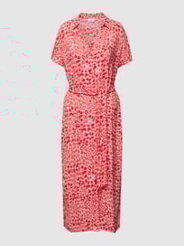 Midi-jurk met strikceintuur, model 'Blanca' van Saint Tropez Rood - 37