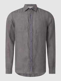 Slim Fit Leinenhemd von Fil Noir Grau / Schwarz - 21