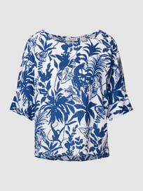 Blouseshirt van linnen met all-over motiefprint van Christian Berg Woman Blauw / turquoise - 41