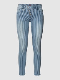 Skinny Fit Jeans mit Streifenmuster von Buena Vista Blau / Türkis - 4