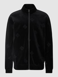 Sweatjacke mit Label-Muster Modell 'Dornbill' von HUGO Grau / Schwarz - 40