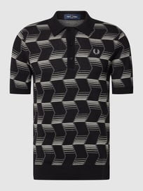Poloshirt met all-over motief, model 'Chevron' van Fred Perry Grijs / zwart - 28