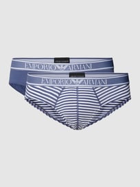 Slip mit elastischem Logo-Bund Modell 'Yarn Dyed' im 2er-Pack von Emporio Armani Blau / Türkis - 23