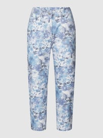 Stoffen broek met bloemenmotief, model 'GRETA' van Zerres Blauw / turquoise - 36