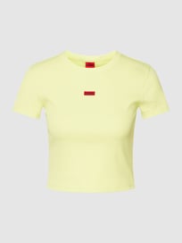 Kort T-shirt met ronde hals, model 'Deluisa' van HUGO Geel - 14