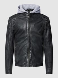 Lederjacke mit Label-Applikation Modell 'RYLO' von Gipsy Grau / Schwarz - 21