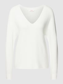 Gebreide pullover met V-hals, model 'Otto' van s.Oliver RED LABEL Wit - 9