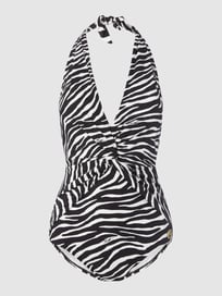 Badeanzug mit Zebramuster und Neckholder von MICHAEL Michael Kors Grau / Schwarz - 43