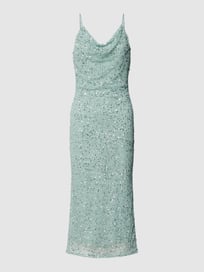 Knielanges Cocktailkleid mit Paillettenbesatz von LACE & BEADS Blau / Türkis - 19